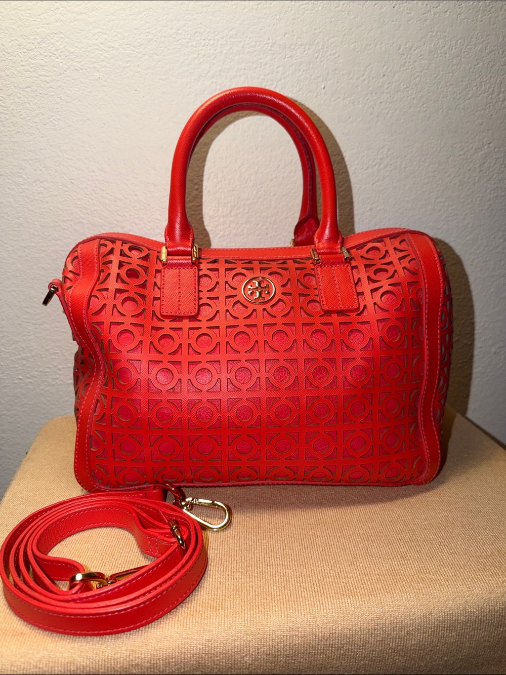 Tory Burch Kelsey Middy Satchel: Poppy Red